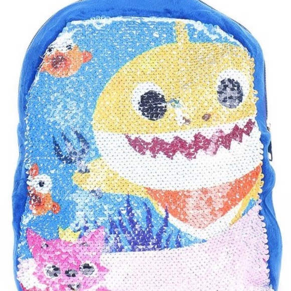 Baby Shark Kids Sequin BackPack Bag Back Pack - Picture 3 of 4
